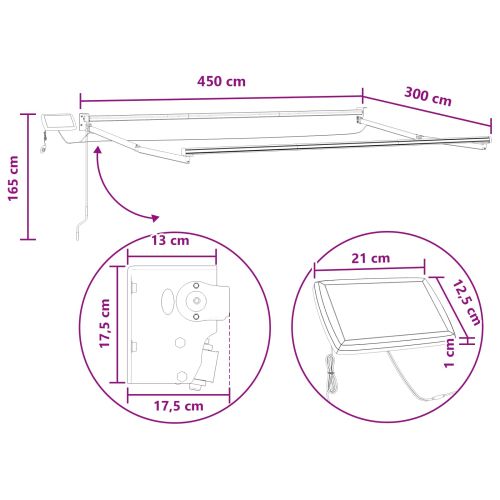 Ръчен изтеглящ сенник с LED светлини Таупе