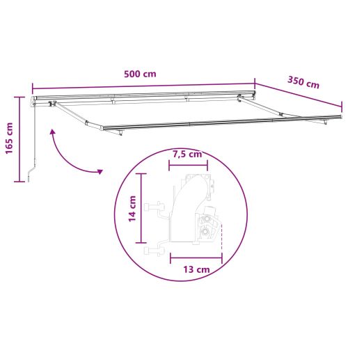 Прибираща се тента Светлосив и бял 500 × 350 cm