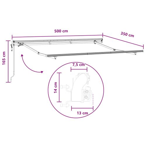 Прибираща се тента Пясък 500 × 350 cm Тъкан и алуминий