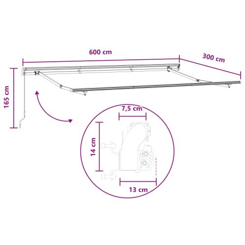 Прибираща се тента Пясък 600 cm Полиестер и алуминий