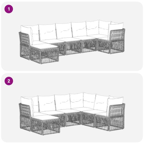 Градински Софа Комплект 7 pcs Черно полиратан