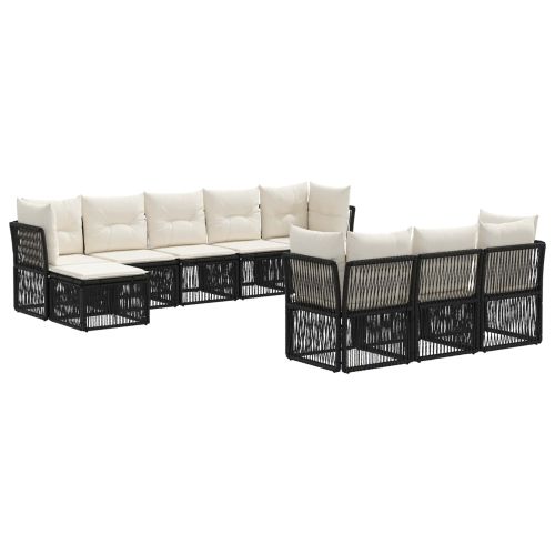 Градински Софа Комплект 10 pcs Черно полиратан