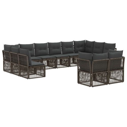 Градински Софа Комплект 12 pcs Сиво полиратан