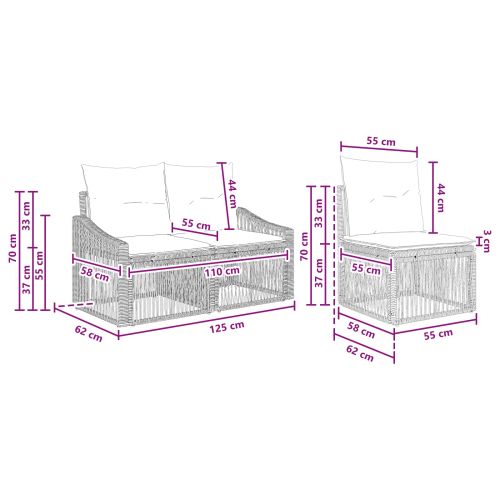Градински Софа Комплект 7 pcs Сиво полиратан