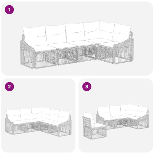 Градински Софа Комплект 5 pcs Черно полиратан