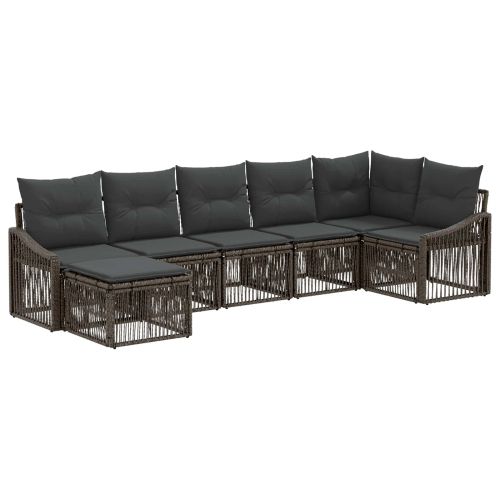 Градински Софа Комплект 7 pcs Сиво полиратан