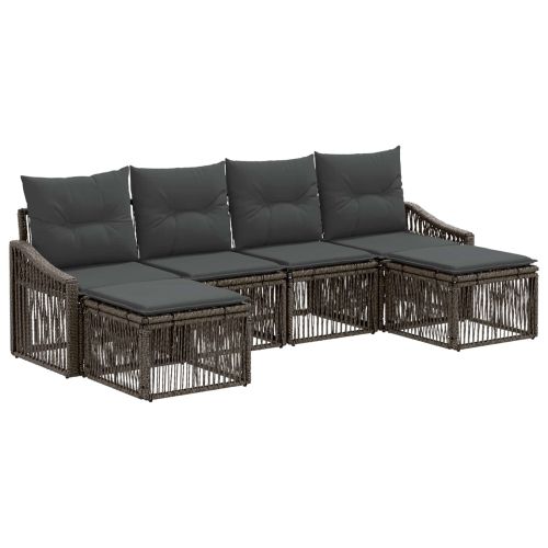Градински Софа Комплект 6 pcs Сиво полиратан