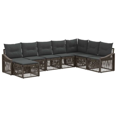 Градински Софа Комплект 8 pcs Сиво полиратан