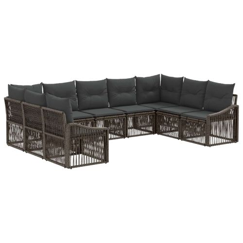 Градински Софа Комплект 9 pcs Сиво полиратан