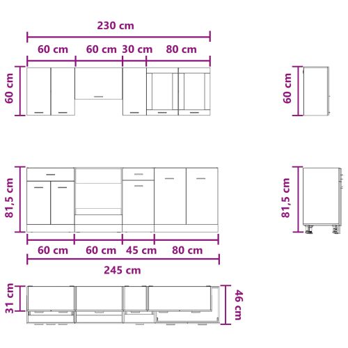 Кухненски единица Lyon 8 pcs Инженерно дърво