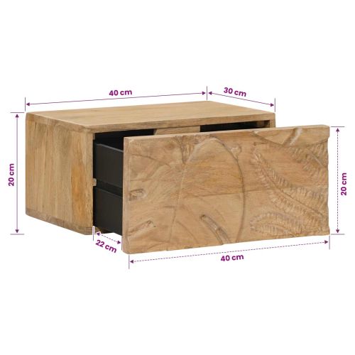 Ръчно изработен нощен шкаф Тикова кафява 40 x 30 x 20 см