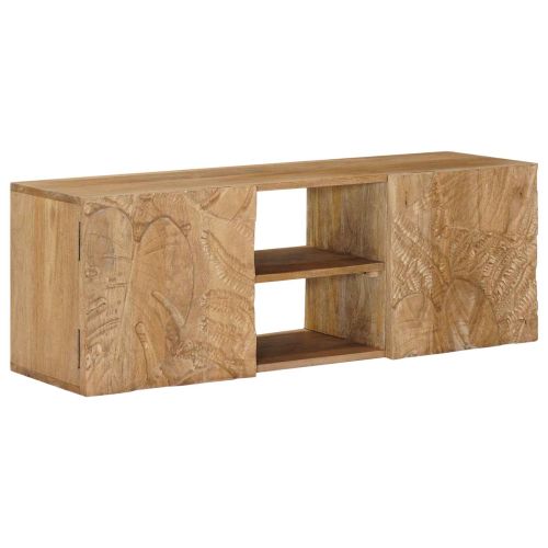 Стенен ТВ шкаф с рафт със съхранение с врата 100 x 30 x 35 см