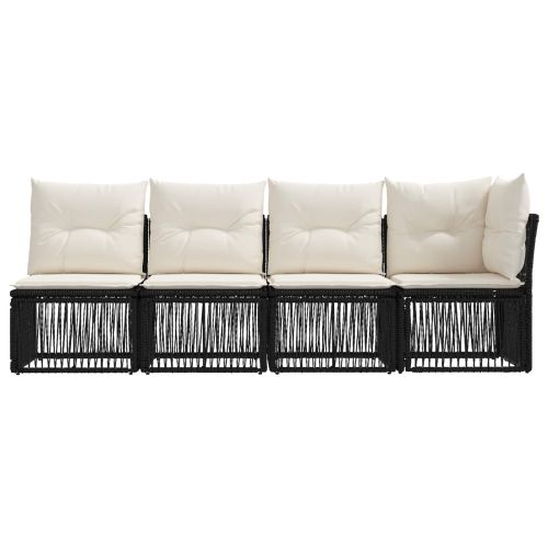 Диван за четирима с лява ръка 4 pcs 4-Брой места Черно
