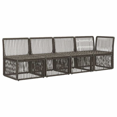 Диван за четирима с лява ръка 4 pcs 4-Брой места Сиво полиратан