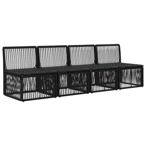 Диван за 4 седящи места 4 pcs 4-Брой места Черно полиратан