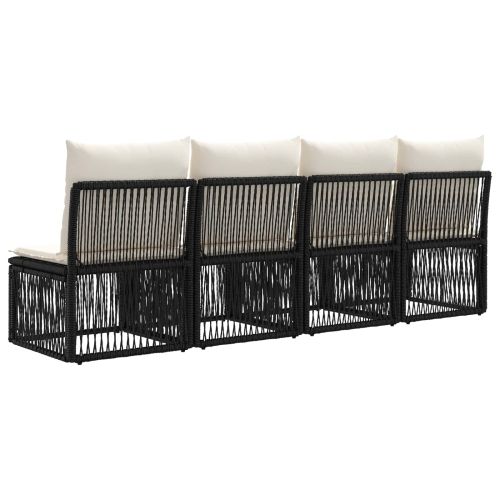 Диван за 4 седящи места 4 pcs 4-Брой места Черно полиратан