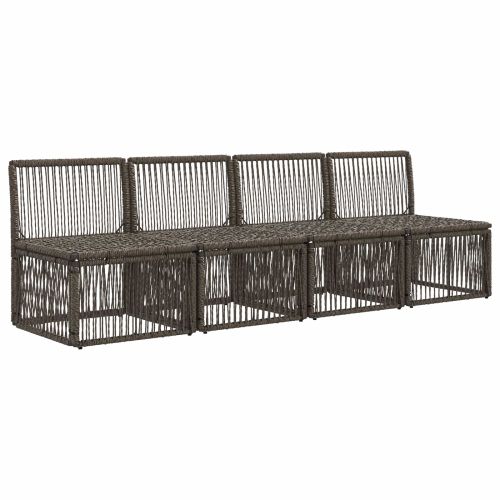 Диван за 4 седящи места 4 pcs 4-Брой места Сиво полиратан