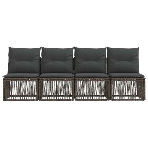 Диван за 4 седящи места 4 pcs 4-Брой места Сиво полиратан