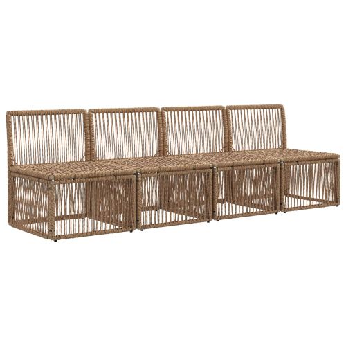 Диван за 4 седящи места 4 pcs 4-Брой места Бежово полиратан
