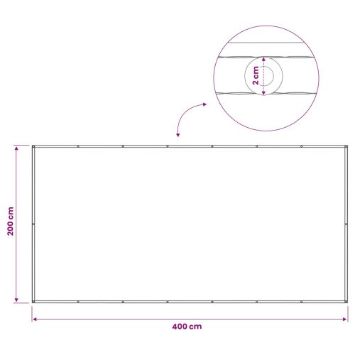 Прозорец за балкон 200 x 400 cm Тъкан с PU покритие Черно