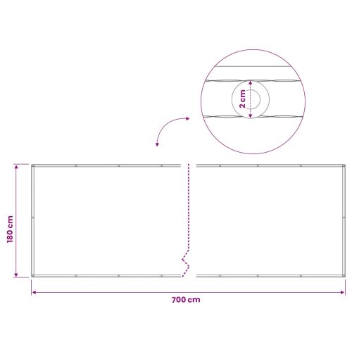 Прозорец за балкон 180 x 700 см Тъкан с PU покритие Кафяво