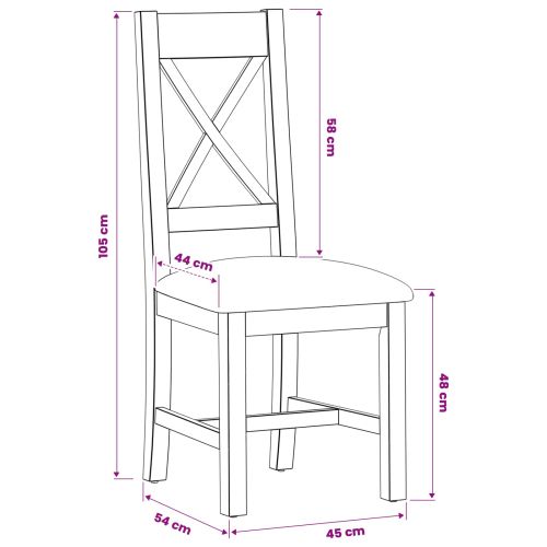 Трапезен стол 2 pcs Масивен дъб Бежово 45 x 54 x 105 см