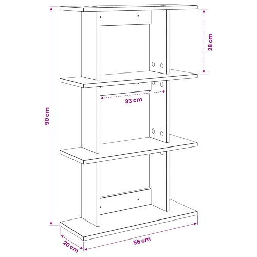 Стенен рафт Монтиране на стена Бяло 56 x 20 x 90 см