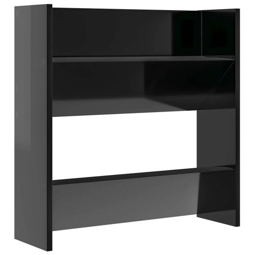 Шкафове за обувки 2 бр черен гланц 60x18x60 см инженерно дърво