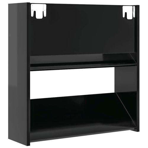 Шкафове за обувки 2 бр черен гланц 60x18x60 см инженерно дърво