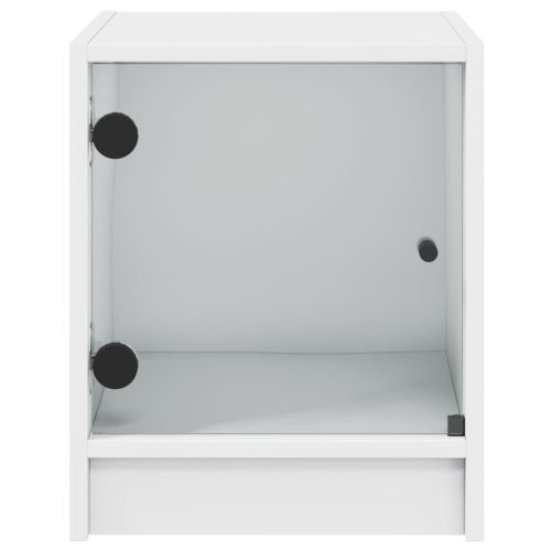 Нощно шкафче със стъклена врата бяло 35x37x42 см