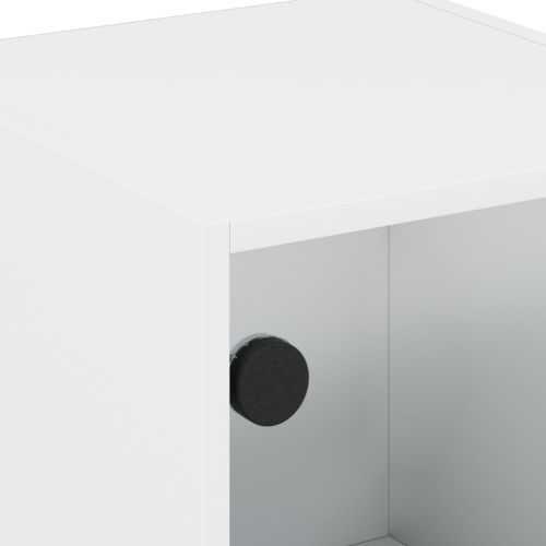 Нощно шкафче със стъклена врата бяло 35x37x42 см