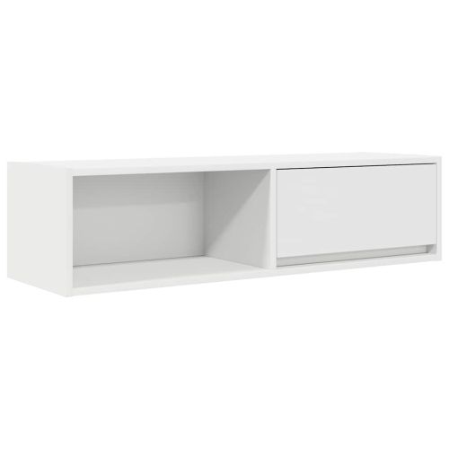 ТВ шкаф Бяло 100x31x25,5 см Инженерна дървесина
