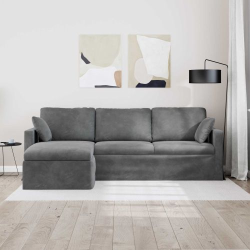 Диван Тъмен сив 228 x 134 x 80 см Кадифе