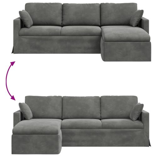 Диван Тъмен сив 228 x 134 x 80 см Кадифе
