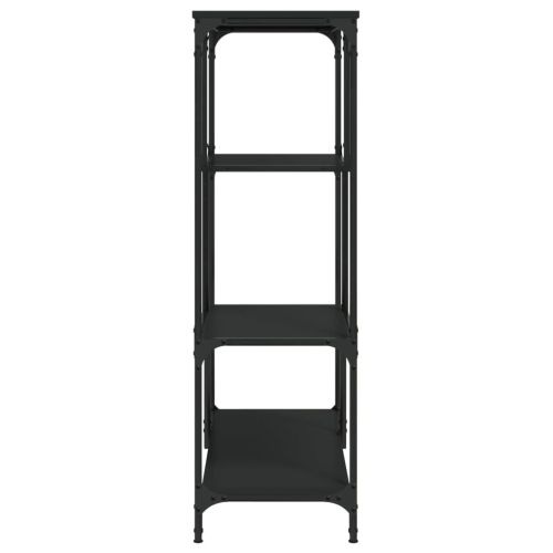 Етажерка за книги черна 81x36x115 см инженерно дърво и стомана