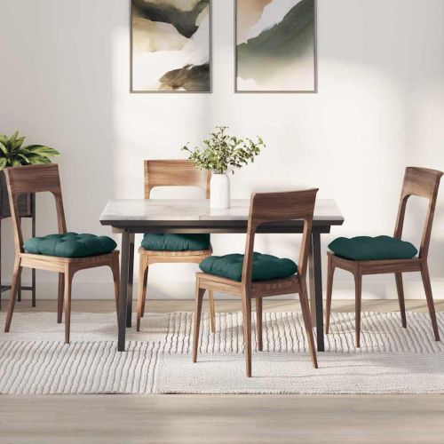 Възглавници за седалки 4 pcs Тъмен зелен 45 x 45 x 12 см