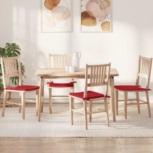 Възглавници за седалки 4 pcs Червено 40 x 40 x 3 cm текстил