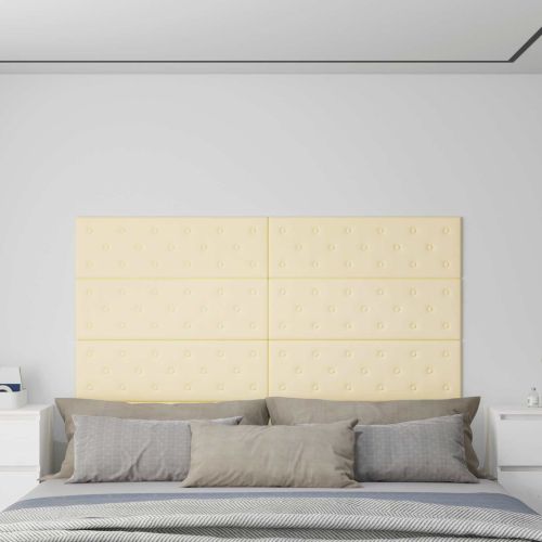 Стенно табло за легло 12 pcs Крем 90 x 30 cm Изкуствена