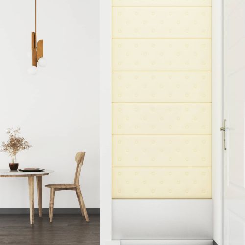 Стенно табло за легло 12 pcs Крем 90 x 30 cm Изкуствена