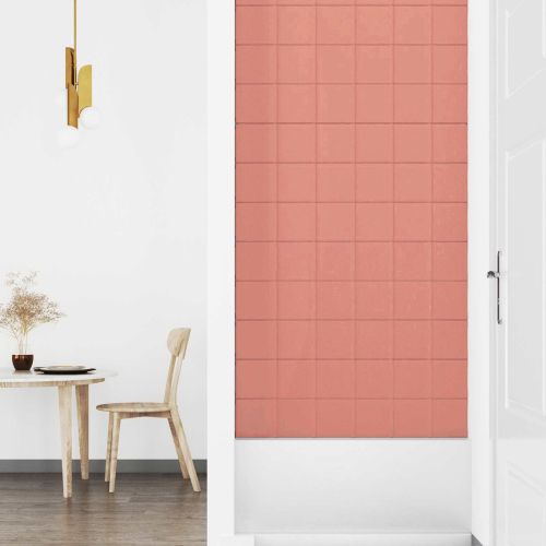 Стенно табло за легло 12 pcs Розово 90 x 15 cm Кадифе
