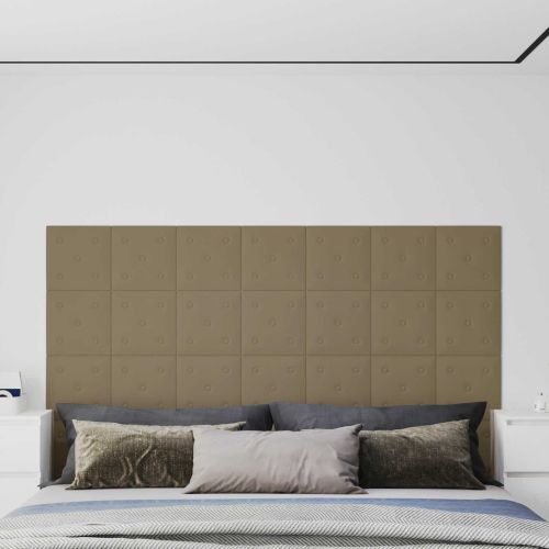 Стенно табло за легло 12 pcs Капучино 30 x 30 cm Изкуствена