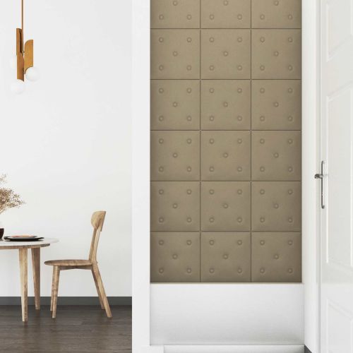 Стенно табло за легло 12 pcs Капучино 30 x 30 cm Изкуствена