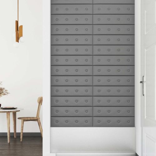 Стенно табло за легло 12 pcs Сив 60 x 15 cm Изкуствена