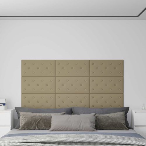 Стенно табло за легло 12 pcs Капучино 60 x 30 cm Изкуствена