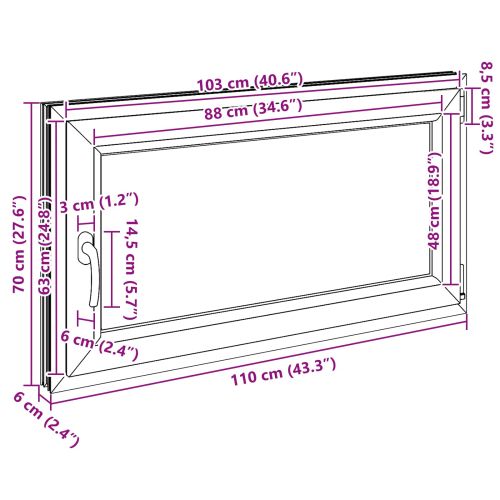 Прозорец за мазе RISOR 110 x 70 cm PVC и стъкло Антрацит