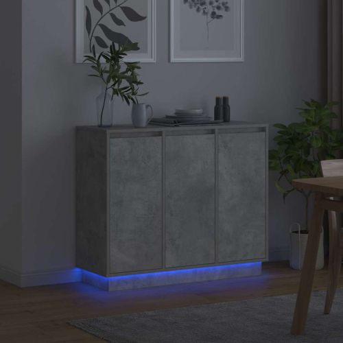 LED конзолна маса Циментено сиво 90 х 32 х 75 см