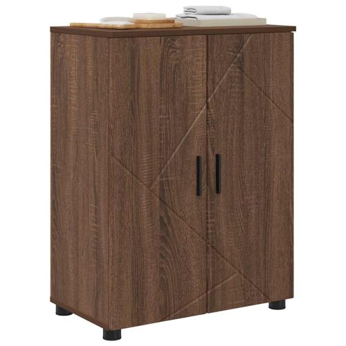 Шкаф за баня Кафяв дъб 60 x 35 x 80 см Инженерно дърво & Метал