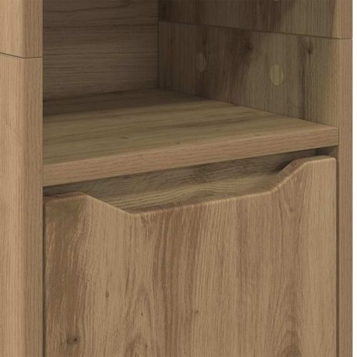 Шкаф за баня с рафт Дъб 30,5 x 30 x 195 см Инженерно дърво