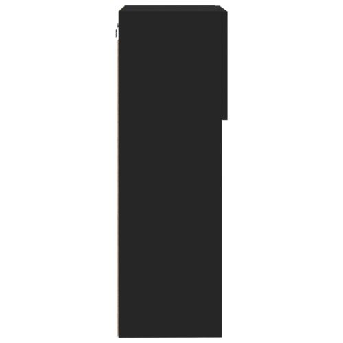 ТВ шкаф с LED осветление, черен, 40,5x30x90 см