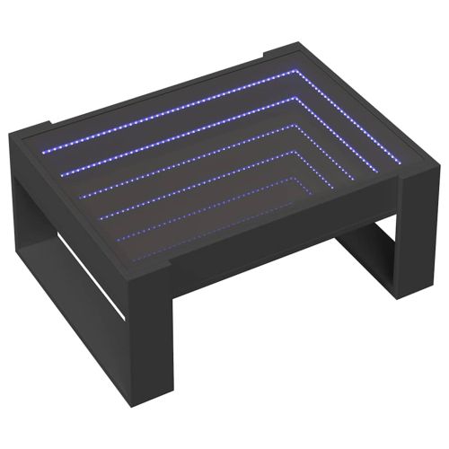 Маса за кафе с Infinity LED, черна, 70x53x30 см